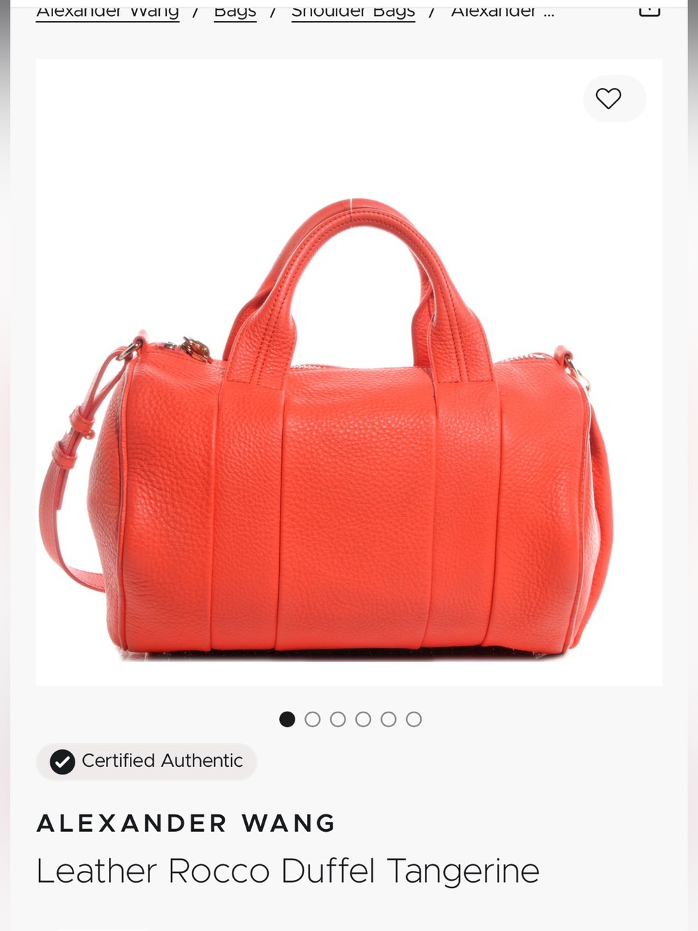 Alexander Wang Leather Rocco Duffel Bag in Tangerine Orange